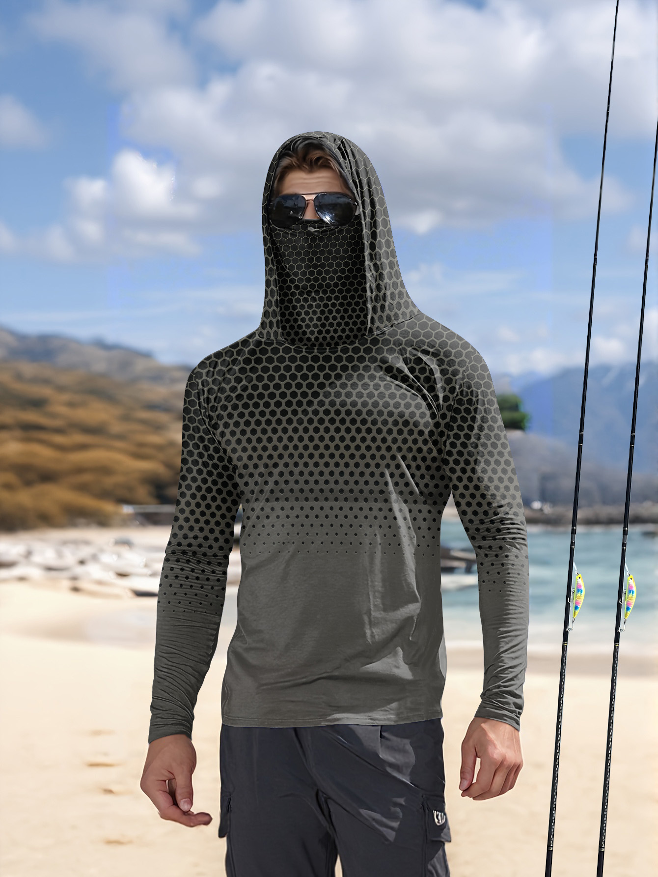 Fishing Mask Sun Protection - Hoodie Pancing Pria untuk Musim Panas